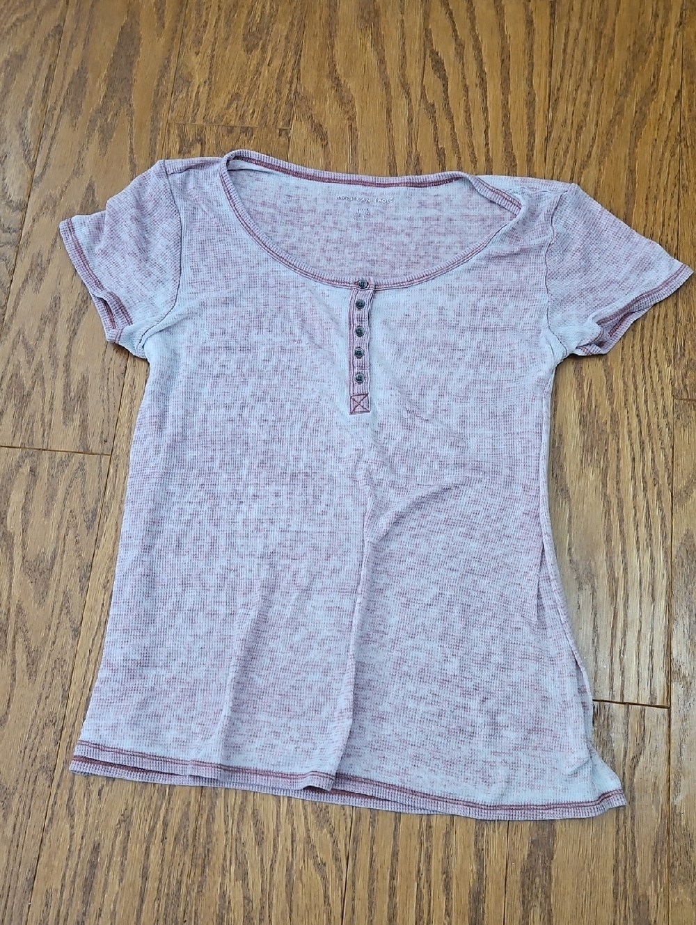 American Eagle Ribbed Henley Short Sleeve Shirt Small